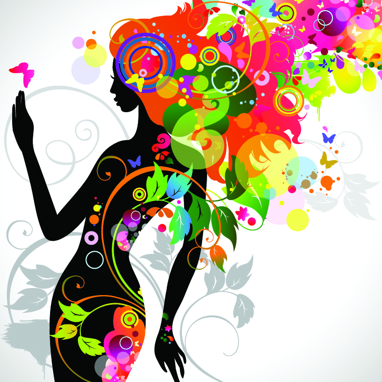 free vector Beautiful fashionable silhouette 01 vector